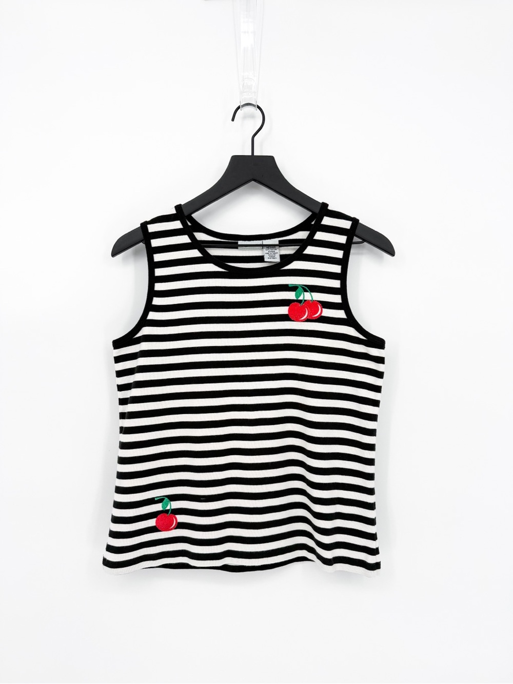 Vintage Cabin Creek Striped Cherry Applique Tank Top Medium